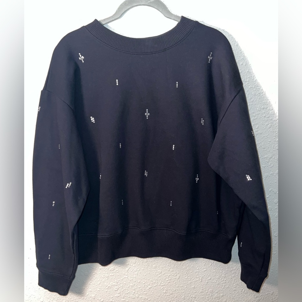 a new day Black Crew Neck Sweatshirt with Embellishments NWOT
